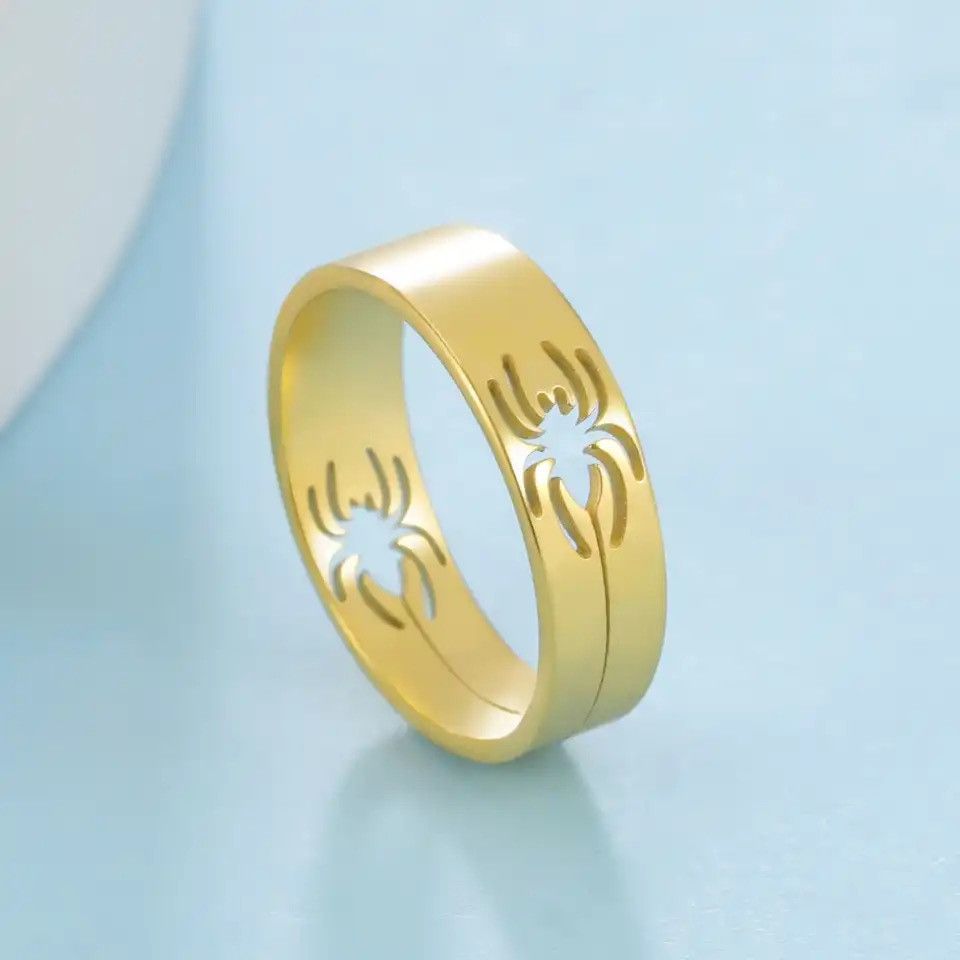 Anime Gold Skyrim Stainless Steel Spider Ring for Men Women Size ONE SIZE - 2 Thumbnail