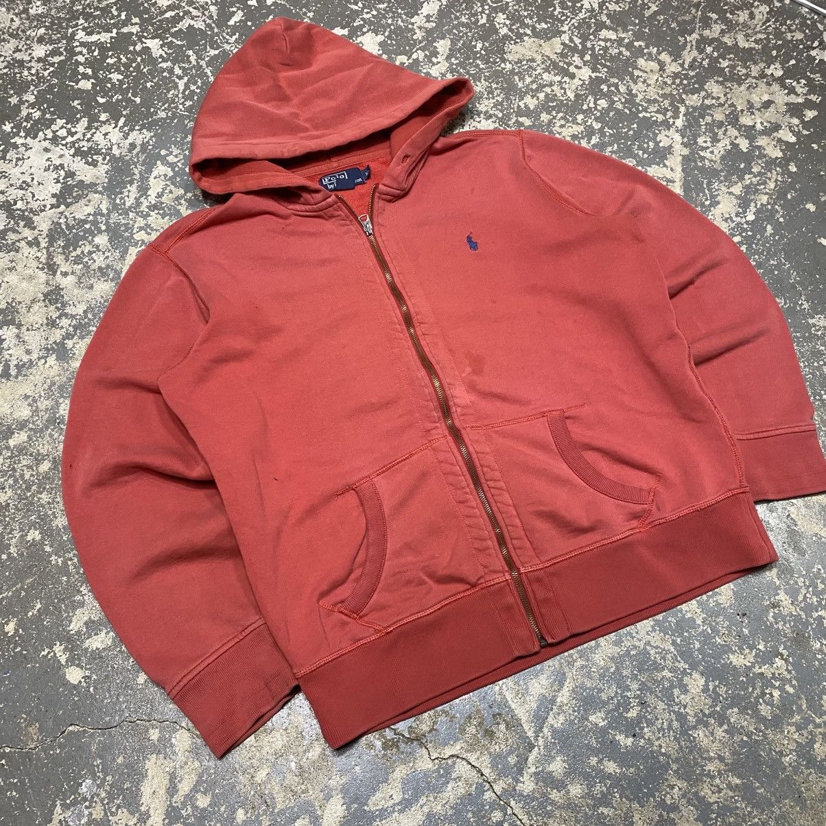 Polo Ralph Lauren × Vintage Vintage Polo Ralph Lauren Pink Salmon Zip Up Hoodie Sweatsh Size US XL / EU 56 / 4 - 9 Thumbnail