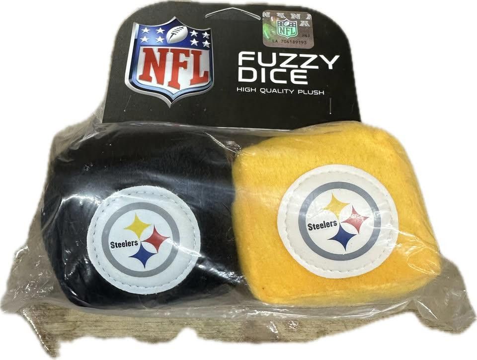 Designer Pittsburgh Steelers Fuzzy Dice NFL New (2) Size ONE SIZE - 1 Thumbnail
