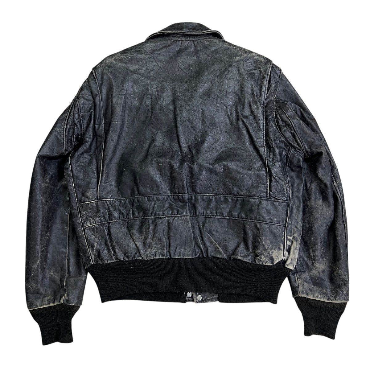 Schott 💥 1970s SCHOTT TYPE A-2 TOPGUN BLACK LEATHER JACKET Size US L / EU 52-54 / 3 - 2 Thumbnail