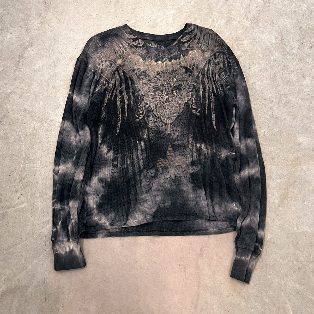 Affliction CRAZY Y2K Affliction Goth Thermal Large Black Skull print Size US L / EU 52-54 / 3 - 6 Thumbnail