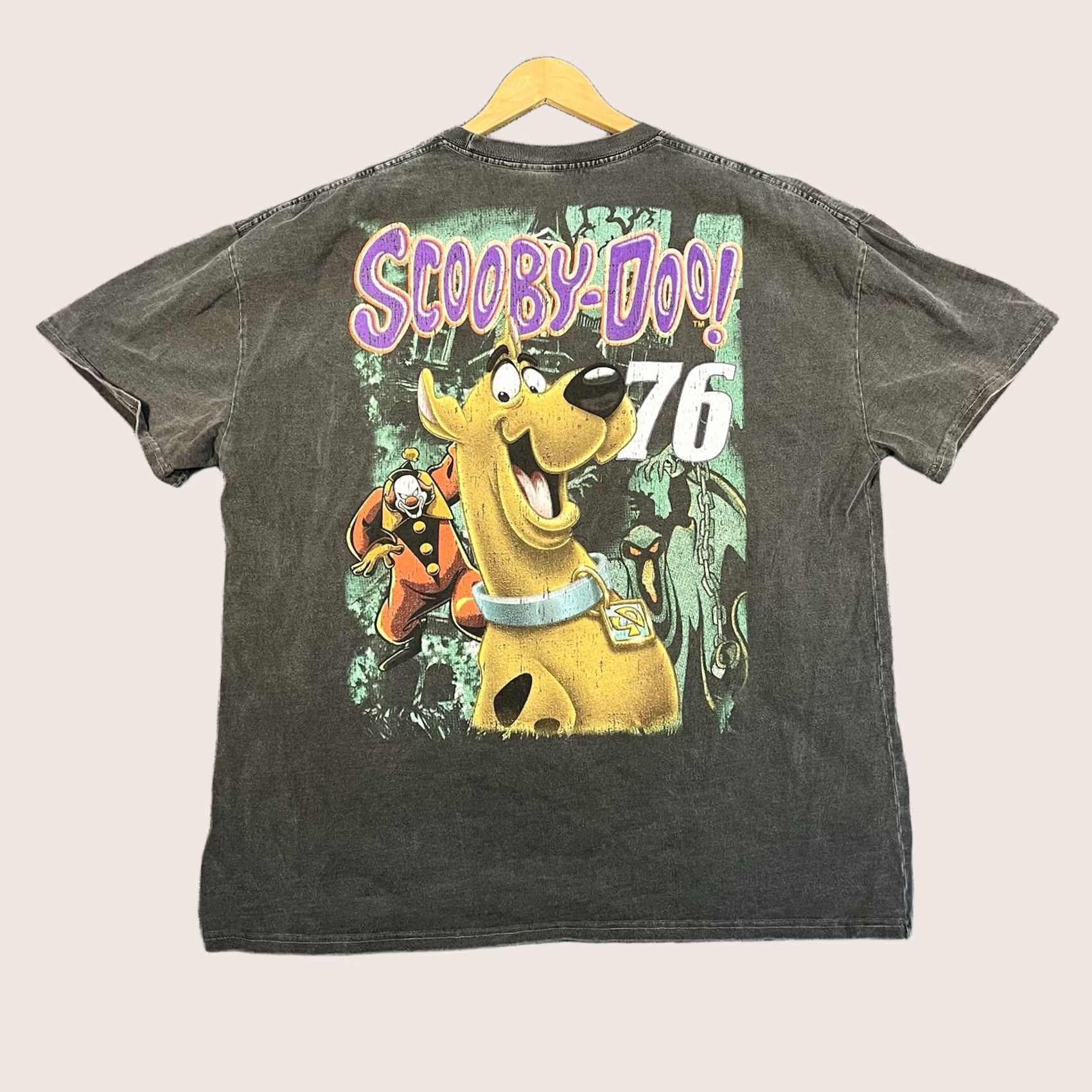 VINTAGE Goat Crew Scooby Doo Heavyweight Shirt L Mystery Machine Racing Jumbo Men Gray