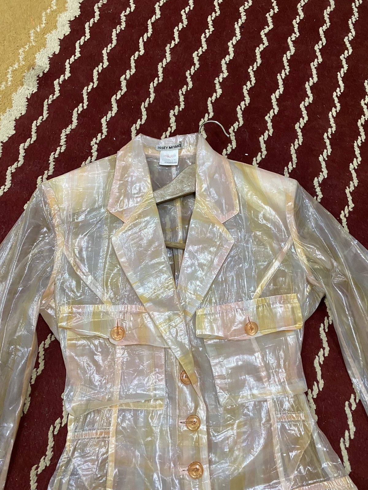 Vintage VINTAGE SS96 ISSEY MIYAKE PLASTIC TRANSPARENT PLAID SHEER Size L / US 10 / IT 46 - 10 Thumbnail