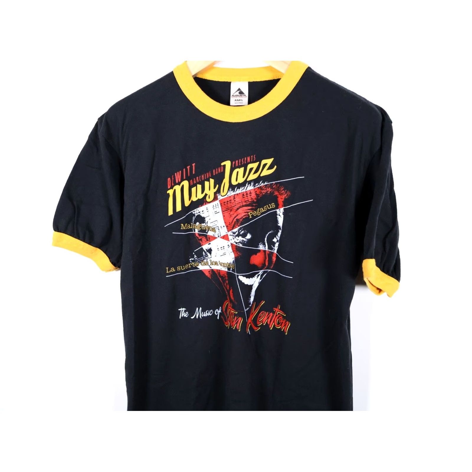Augusta Sportswear Stan Kenton Music Ringer T-Shirt Men's Large Black Double Sided Jazz Band Size US L / EU 52-54 / 3 - 7 Thumbnail