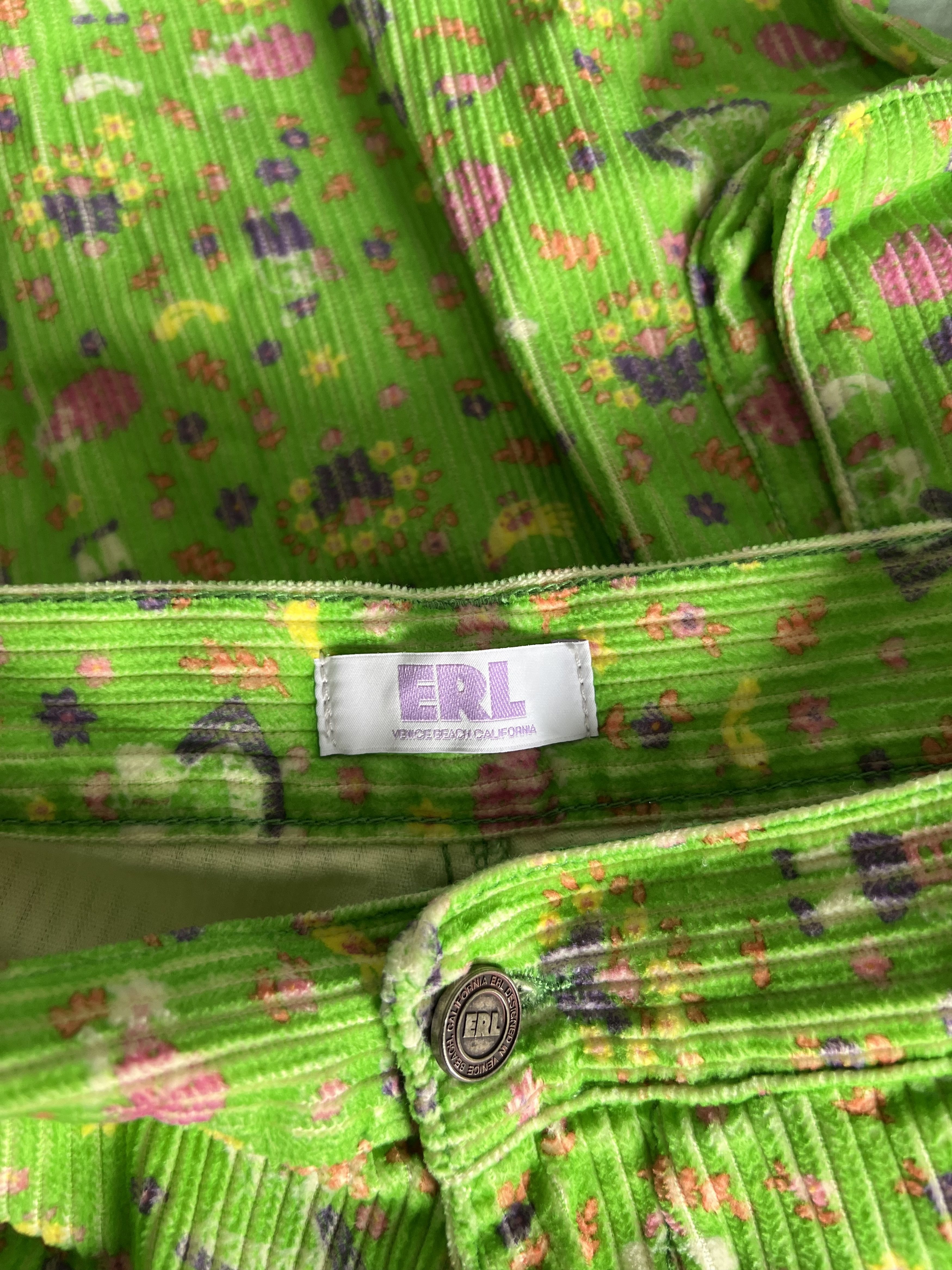 ERL ERL Printed Corduroy Cargo Pants in Green Size US 34 / EU 50 - 10 Thumbnail