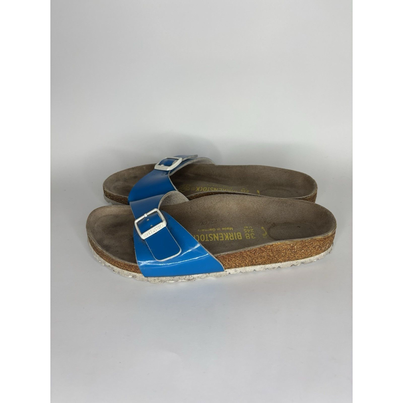 Birkenstock Birkenstock Madrid Blue Patent Leather Slides Sandals Women Size US 7.5 / IT 37.5 - 11 Thumbnail