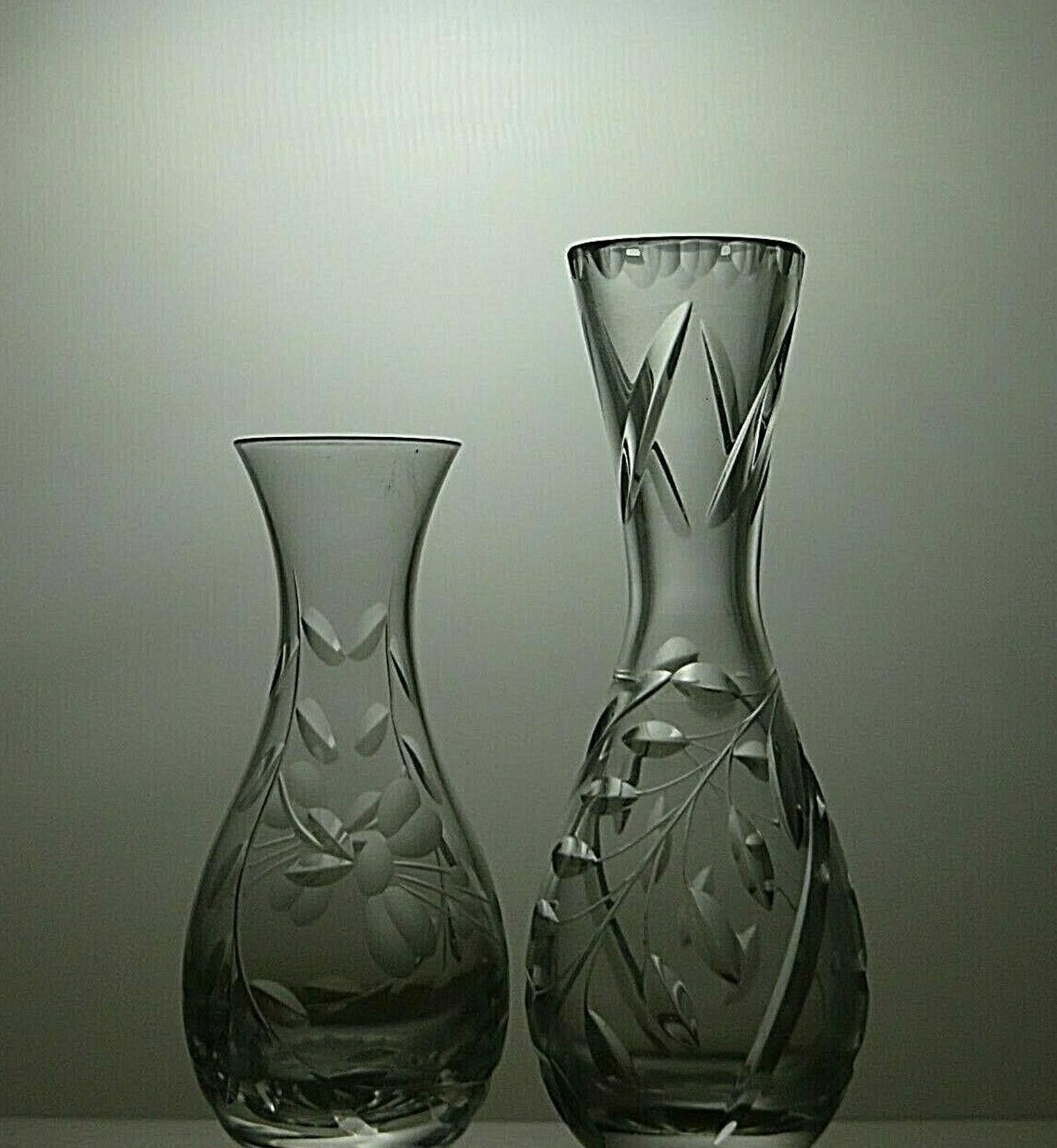 The Unbranded Brand Sterling Cut Glass Lead Crystal Set Of 2 Vases 6 1/4" Size ONE SIZE - 3 Thumbnail