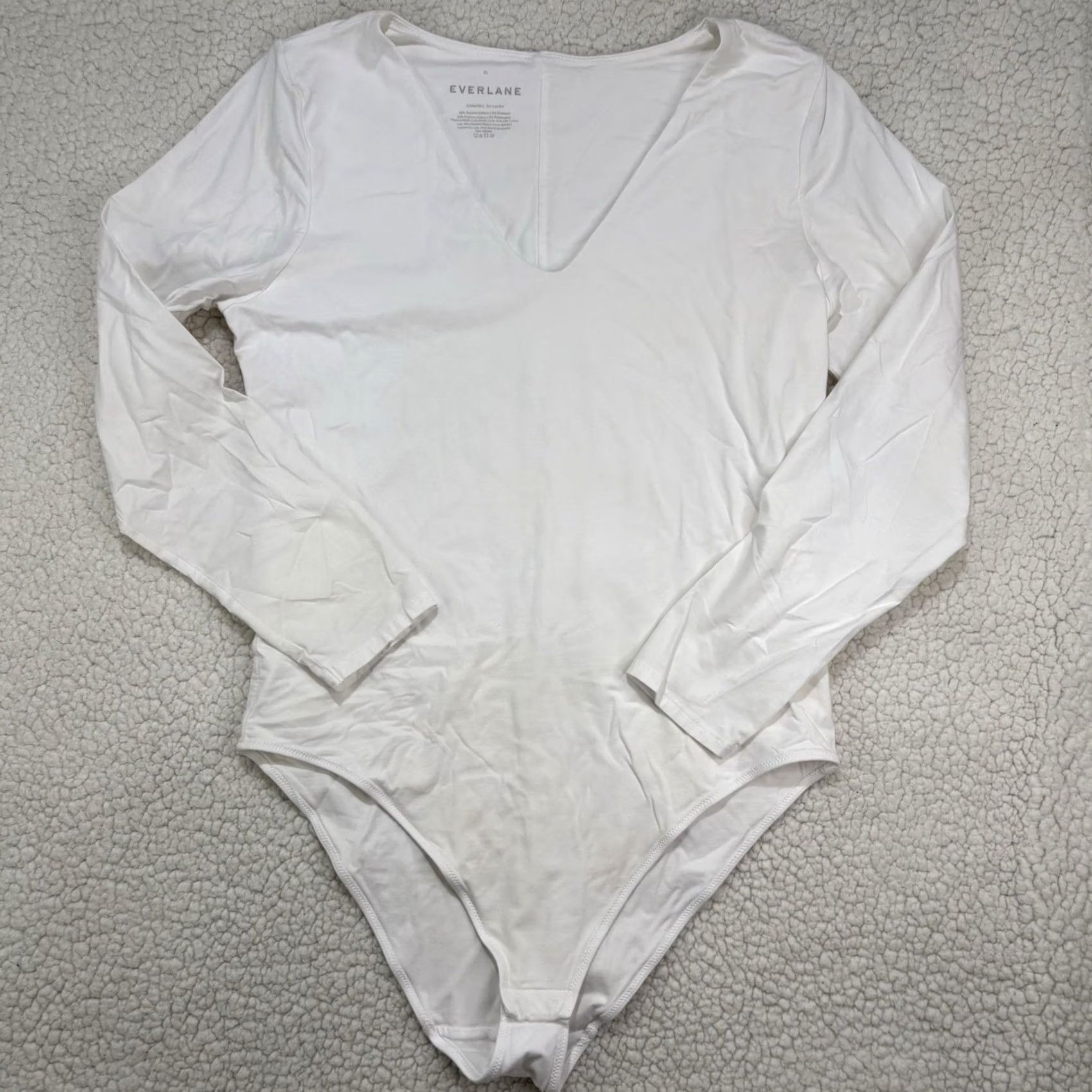 Everlane EVERLANE Long Sleeve V-Neck Bodysuits Womens XL Lavender White Soft Size XL / US 12-14 / IT 48-50 - 7 Thumbnail
