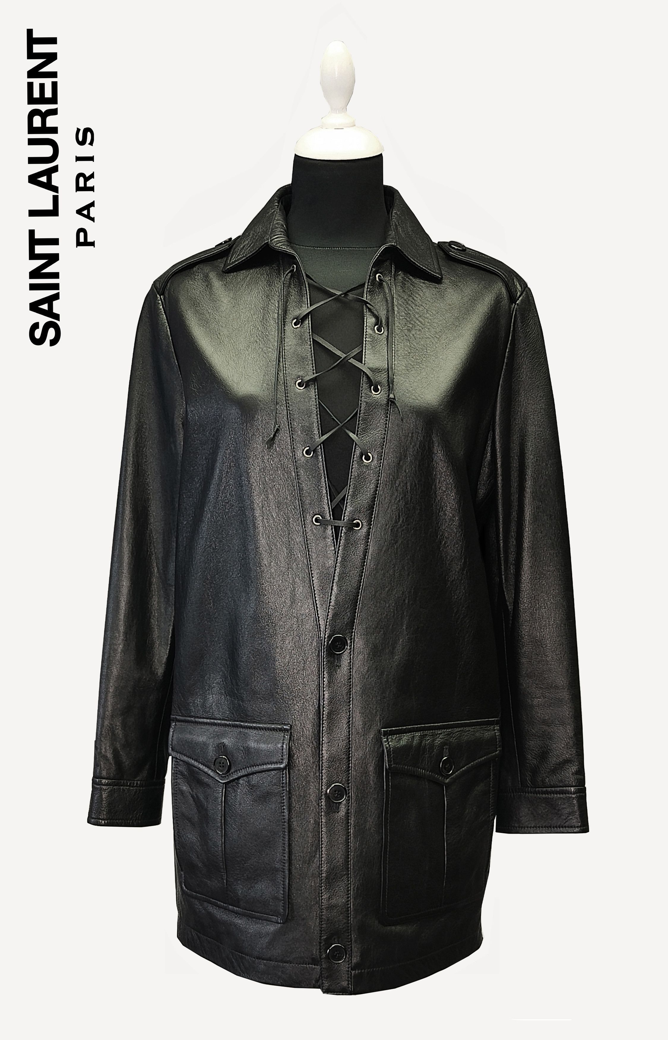 Saint Laurent Paris Saint Laurent Paris _ Lamb _ Lace Up Mini Dress / Jacket Size S / US 4 / IT 40 - 1 Thumbnail