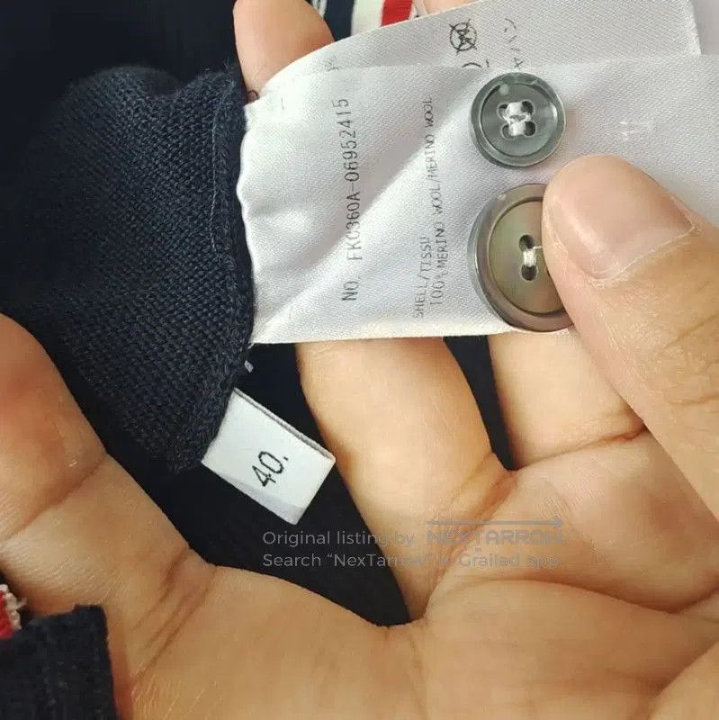 Thom Browne Thom Browne Women's Navy Cotton Cardigan 0089. Size M / US 6-8 / IT 42-44 - 4 Thumbnail