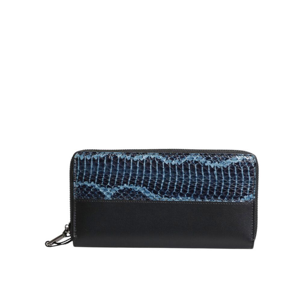 Dolce & Gabbana Dolce & Gabbana Black Blue Exotic Leather Embossed Continent Size ONE SIZE - 4 Thumbnail