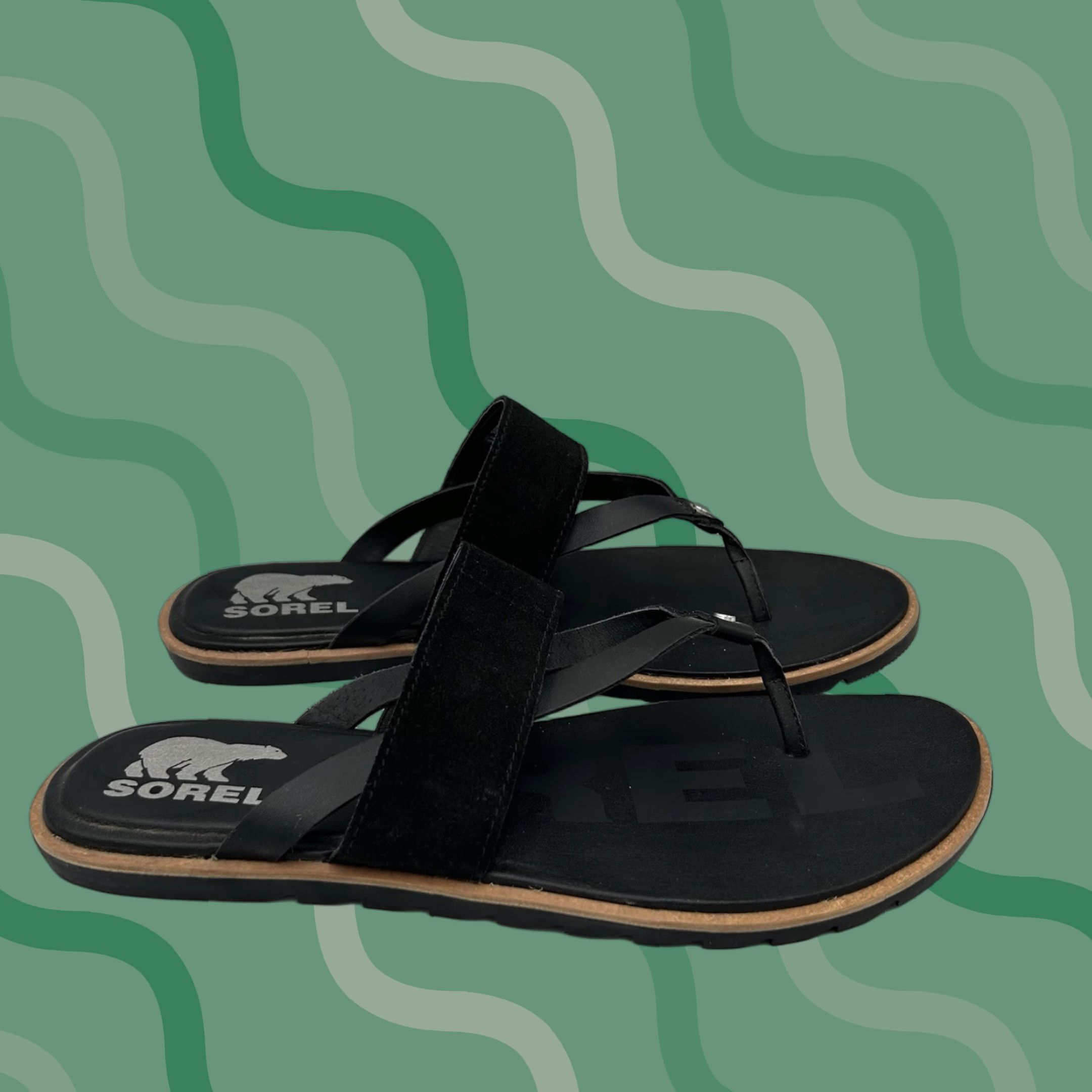 SOREL Sorel Sandal Thong Flip Flop Black Womens Size 9.5 Easy Ella II Sandal Womens Black 9.5 Size US 10 / IT 40 - 1 Thumbnail