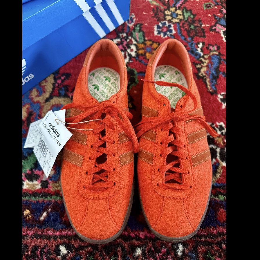 adidas tobacco gruen orange NEW ADIDAS TOBACCO GRUEN COLLEGIATE ORANGE SUEDE SNEAKERS 8