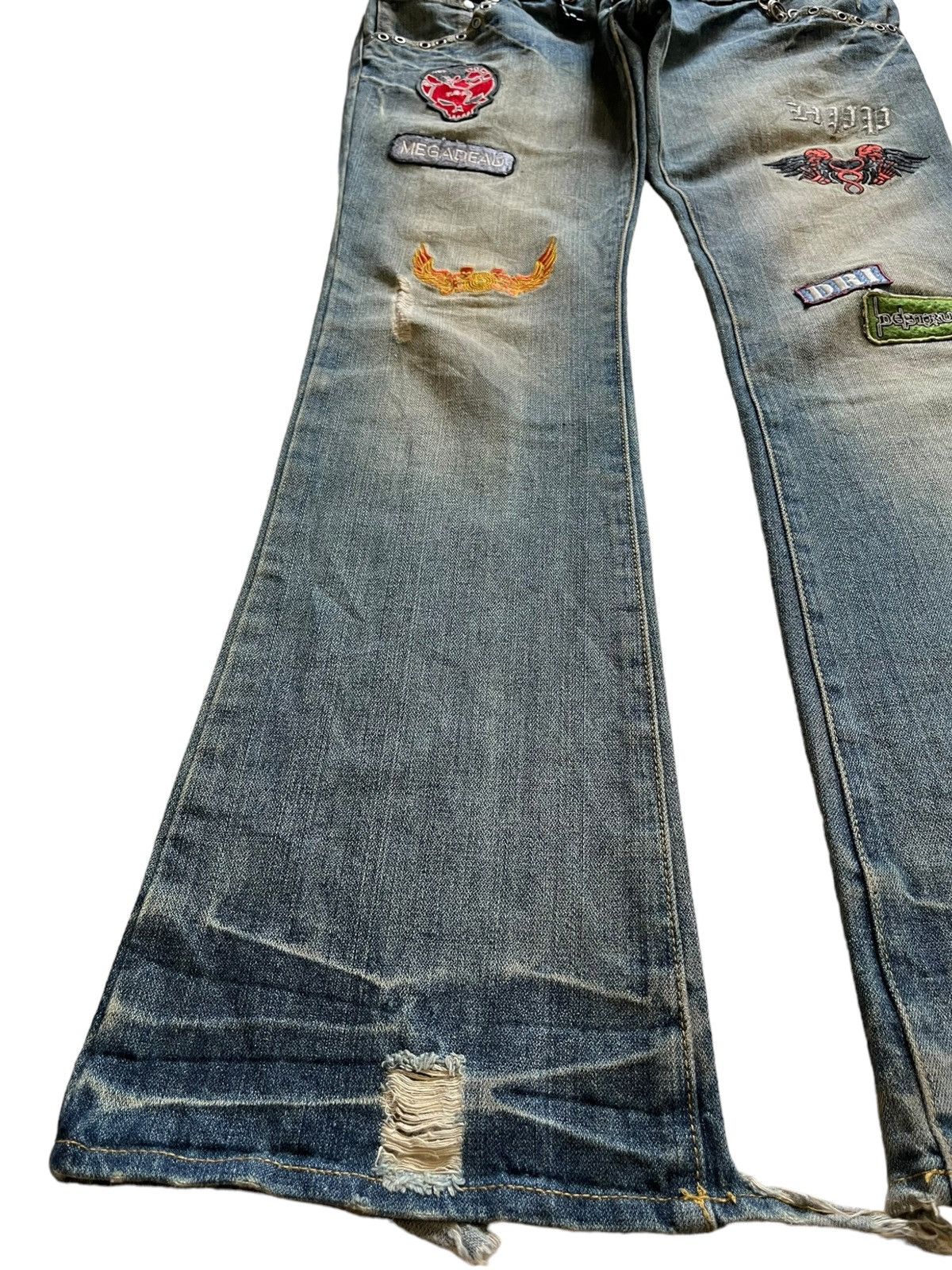 Seditionaries Vintage Japanese Laced Up Double Waist Mud Wash Flare Jeans Size US 30 / EU 46 - 6 Thumbnail