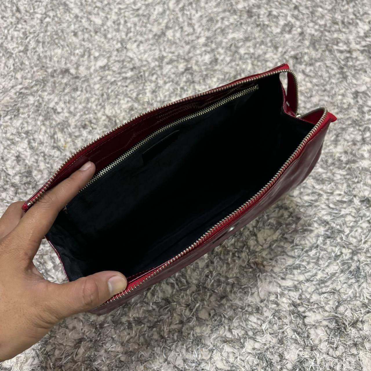 Thierry Mugler Vintage Thierry Mugler Burgundy Patent Leather Clutch Bag Size ONE SIZE - 10 Thumbnail
