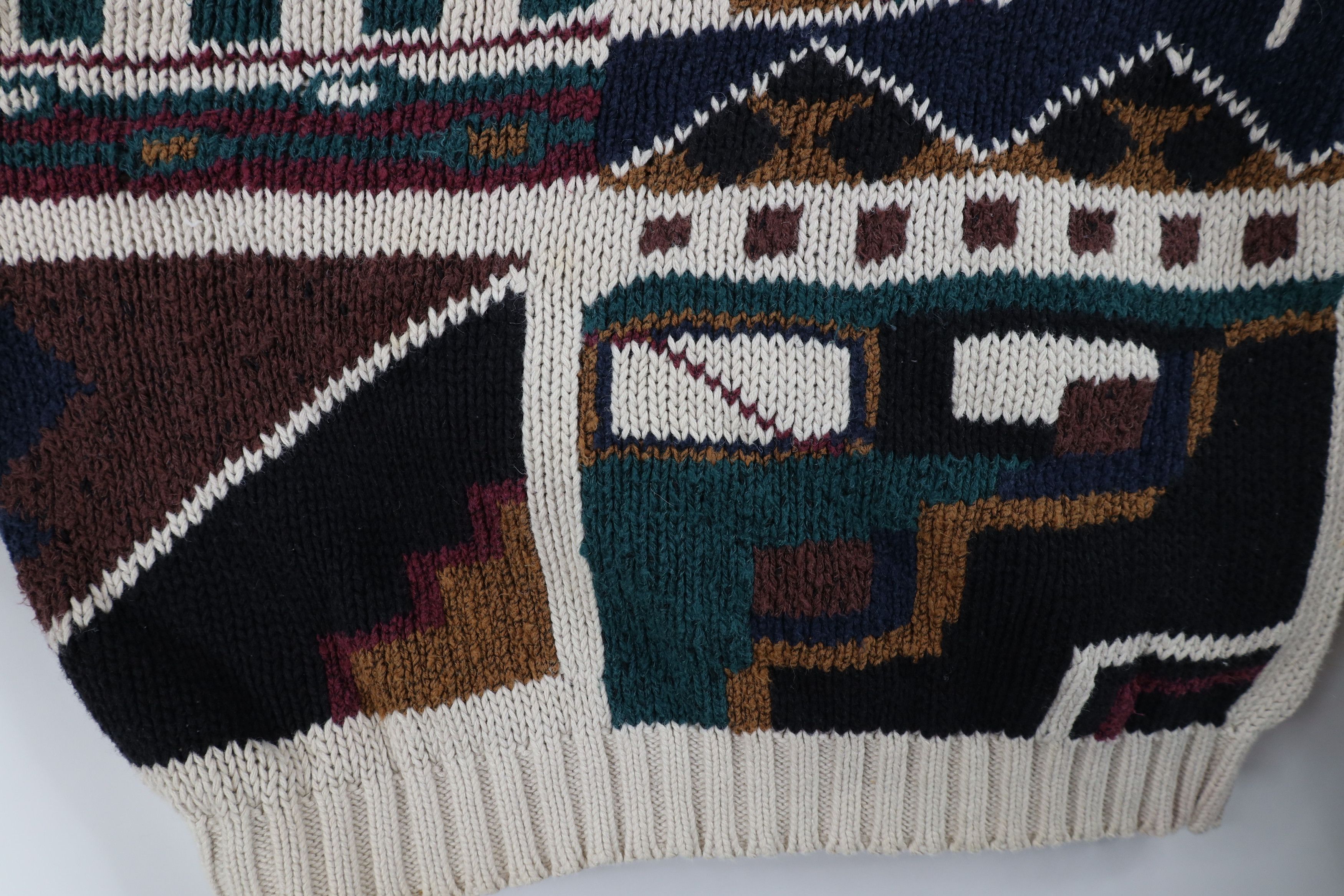 Vintage Vintage 90s Coogi Style Rainbow Abstract Knit Sweater Size XL / US 12-14 / IT 48-50 - 6 Thumbnail