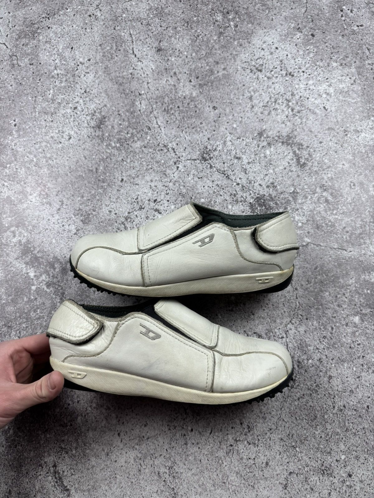 Vintage Diesel Leather Active Strap Y2K Shoes Avant Garde in White, Women's (Size 8)