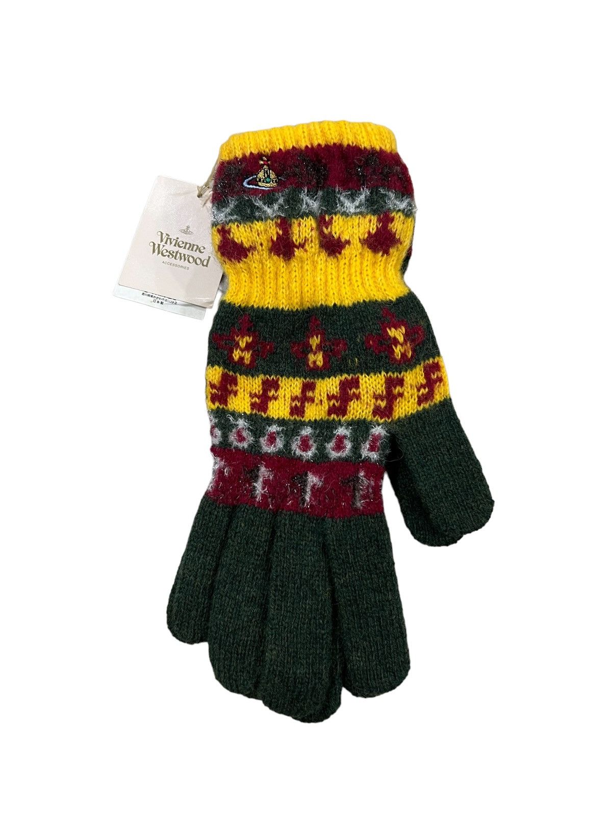Vivienne Westwood OG Vivienne Westwood Orb Logo Embroidery Wool Winter Gloves Size ONE SIZE - 4 Thumbnail