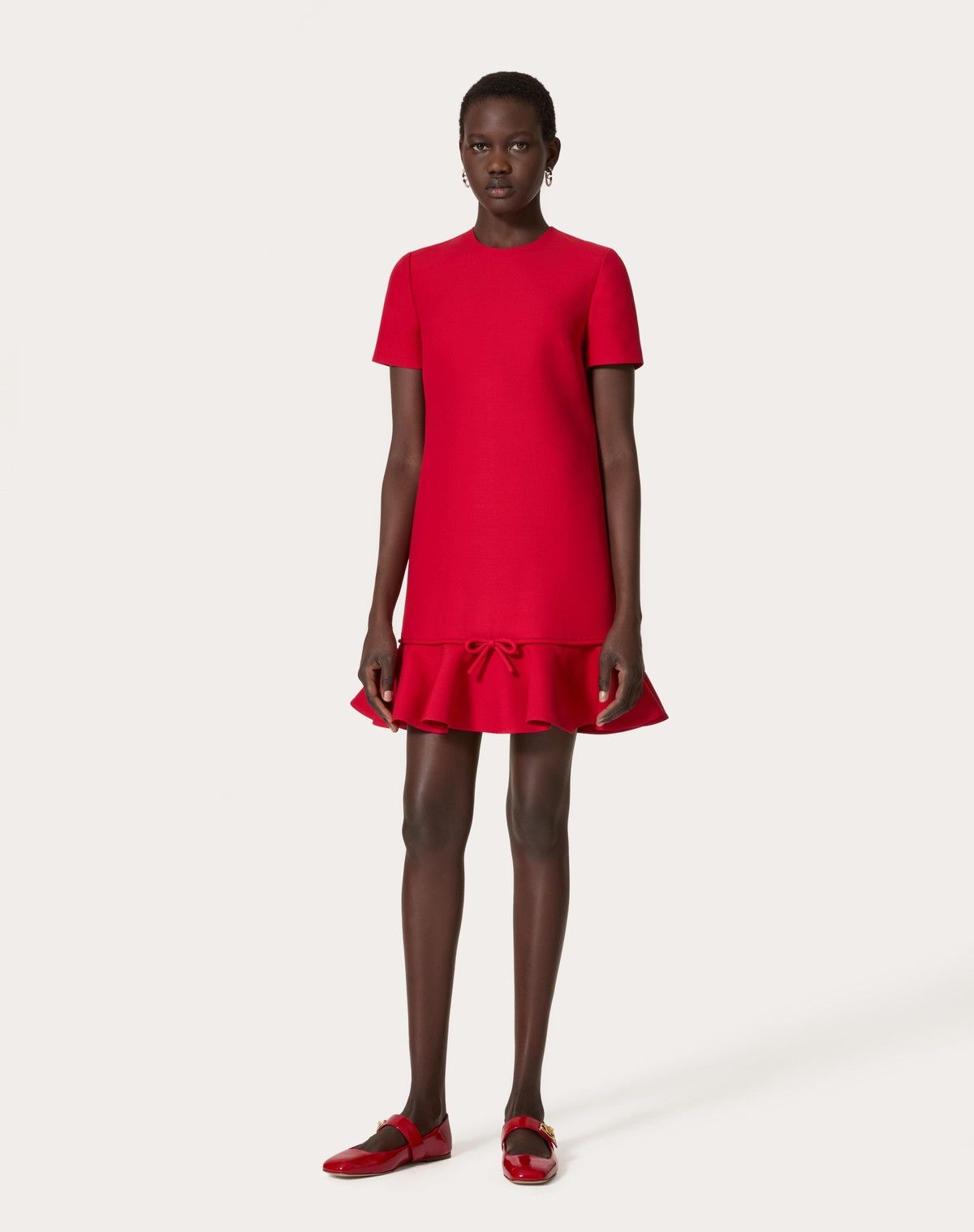 Valentino o1s1wg110525 Crepe Couture Short Dress in Red Size M / US 6-8 / IT 42-44 - 2 Thumbnail