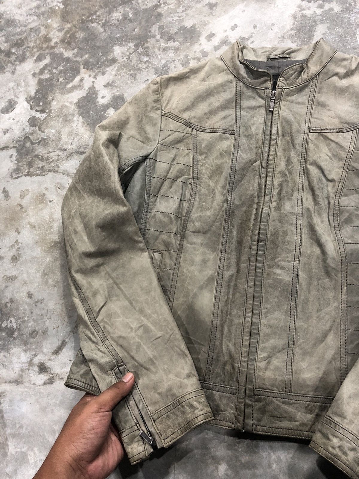 Mango Genuine leather biker jacket