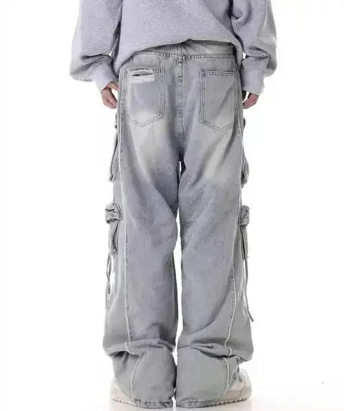 VIBE Retro heavy industry beggar ripped workwear wide leg jeans Size US 32 / EU 48 - 3 Thumbnail