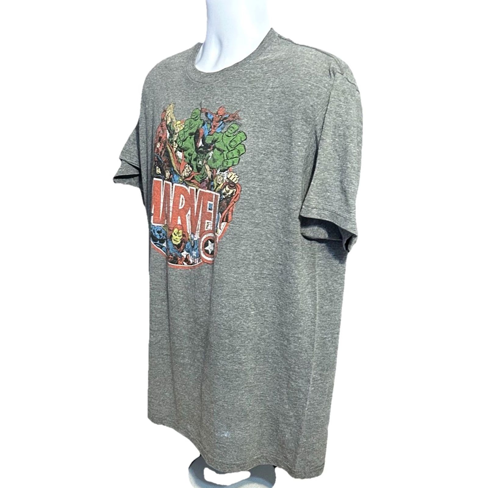 Vintage Marvel Avengers Shirt Men XL Heather Gray Crew Neck Graphic Tee Logo Short Sleeve Cartoon Comics Movie Men Size US XL / EU 56 / 4 - 3 Thumbnail