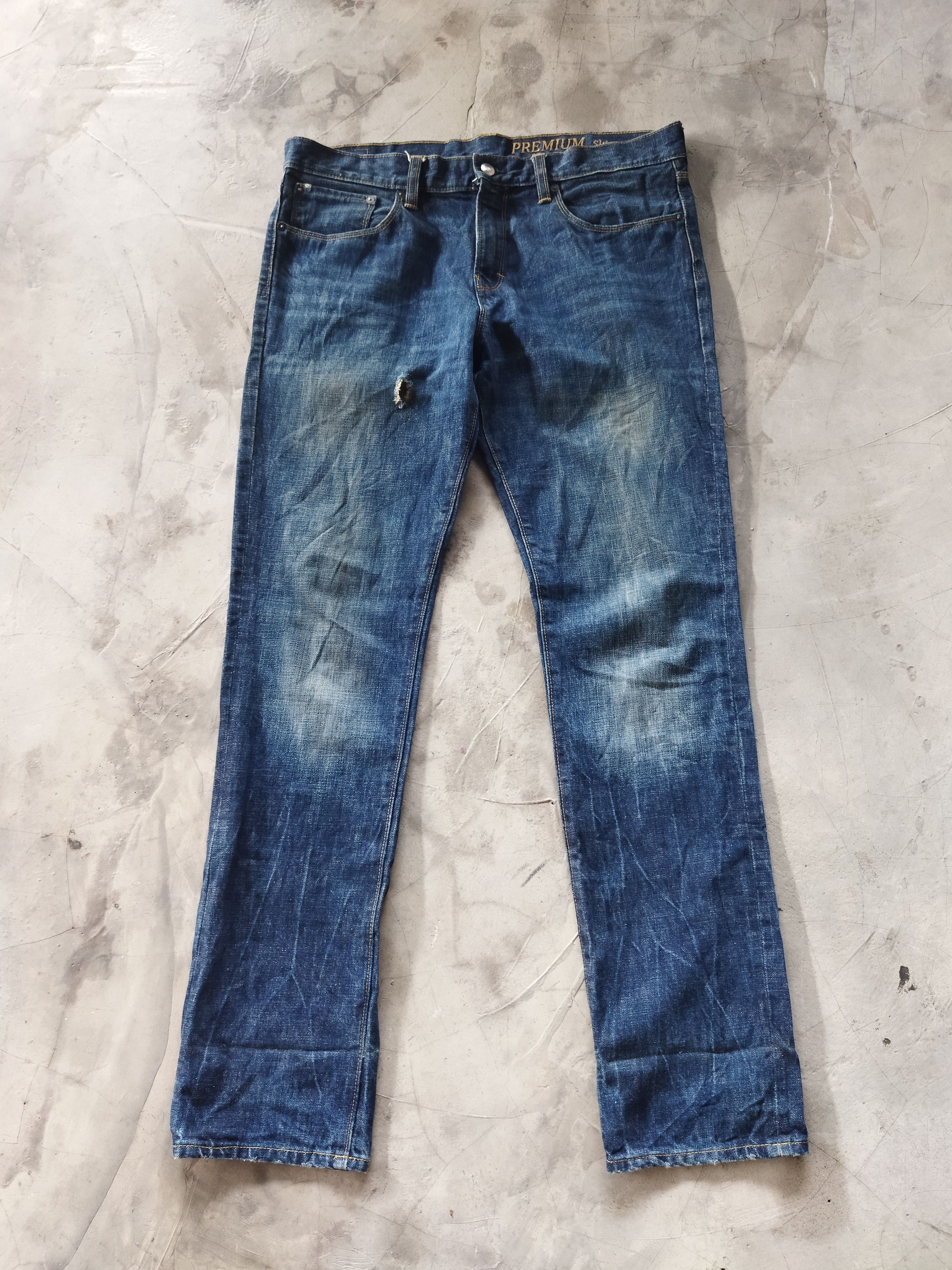 Vintage VINTAGE PREMIUM SKINNY DISTRESSED BLUE JEANS PANTS Size US 35 - 1 Thumbnail