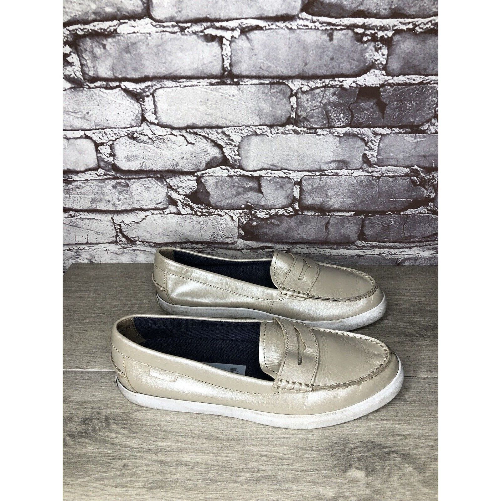 Cole Haan Cole Haan Silver Leather Penny Loafer Casual Slip On Shoes W Size US 9.5 / IT 39.5 - 13 Thumbnail