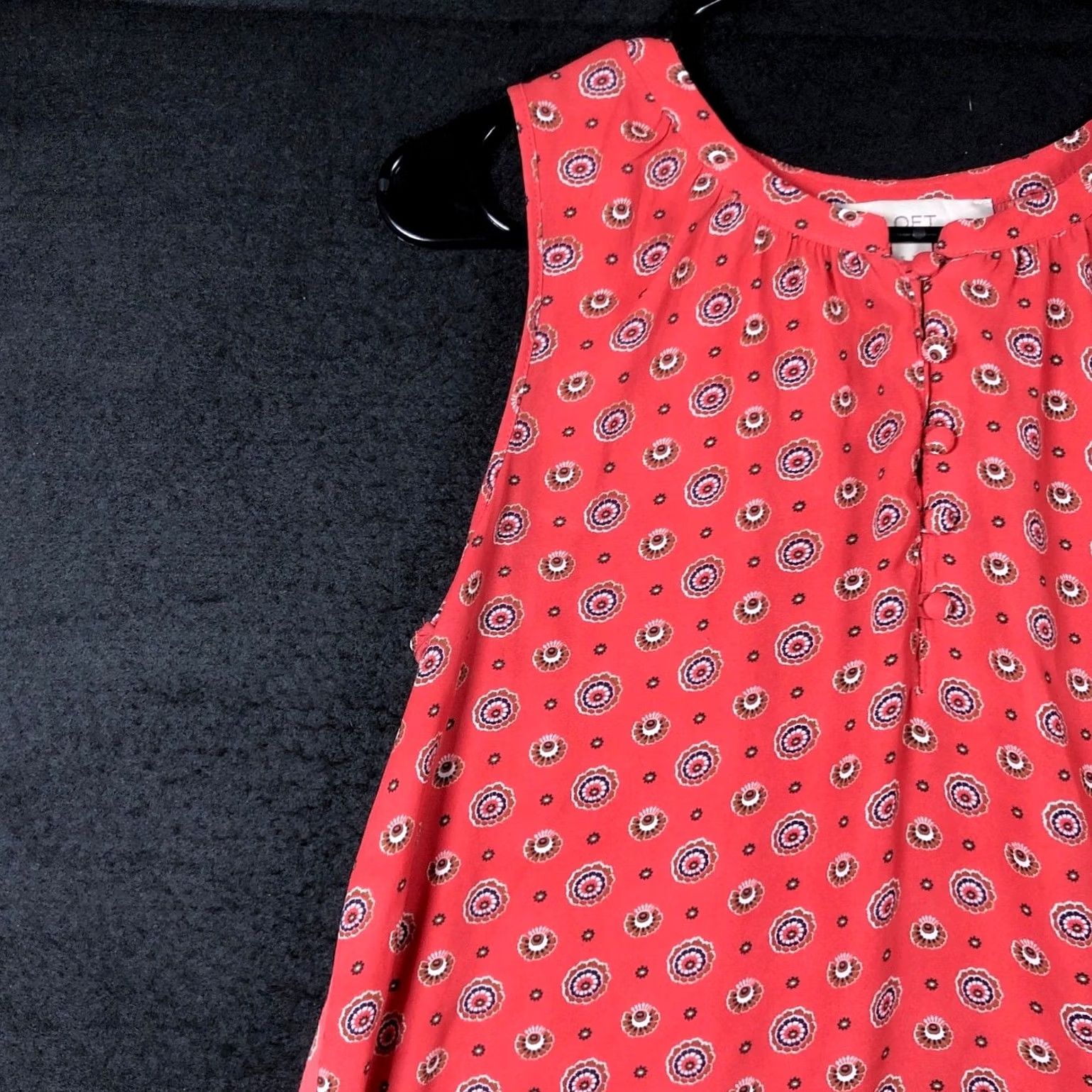 Loft LOFT Blouse Womens Multicolor Pattern Sleeveless Henley Flowy Small XS? Size S / US 4 / IT 40 - 4 Thumbnail