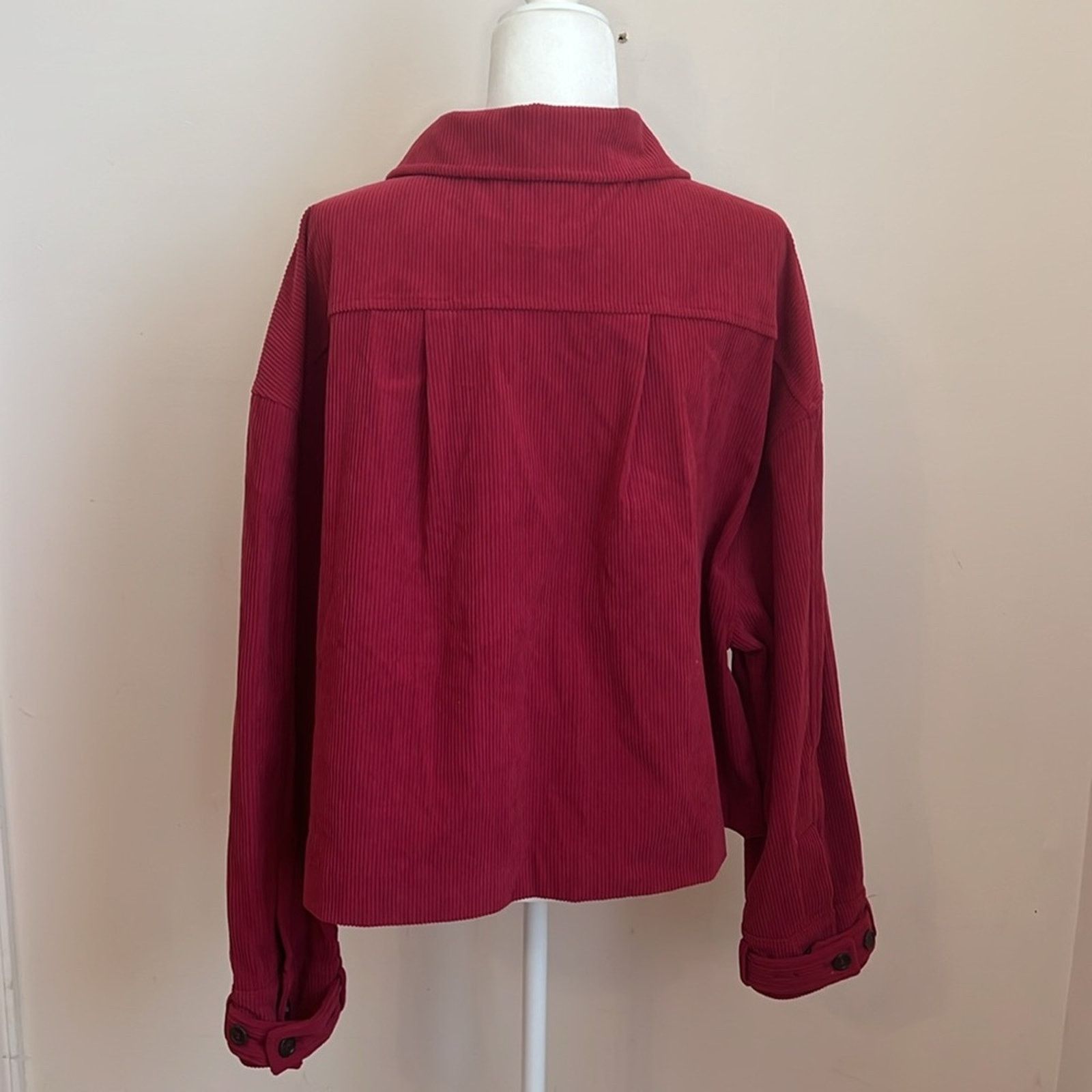 Anthropologie Avec Les Filles Raspberry Corduroy Cropped Jacket Size XL / US 12-14 / IT 48-50 - 4 Thumbnail
