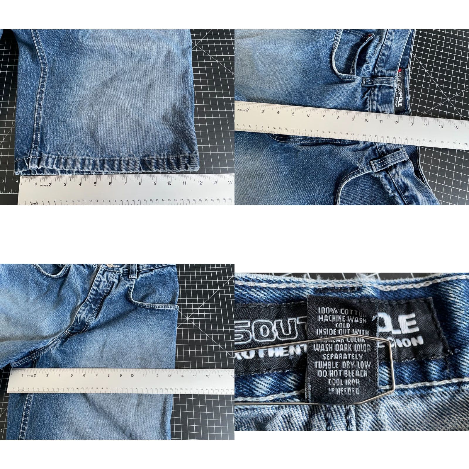 Southpole VINTAGE Southpole Jeans Shorts Mens Bermuda Baggy 30 x 12 Blue Denim Cotton Zip Fly 100% Denim Hip Hop Retro Size US 30 / EU 46 - 8 Thumbnail