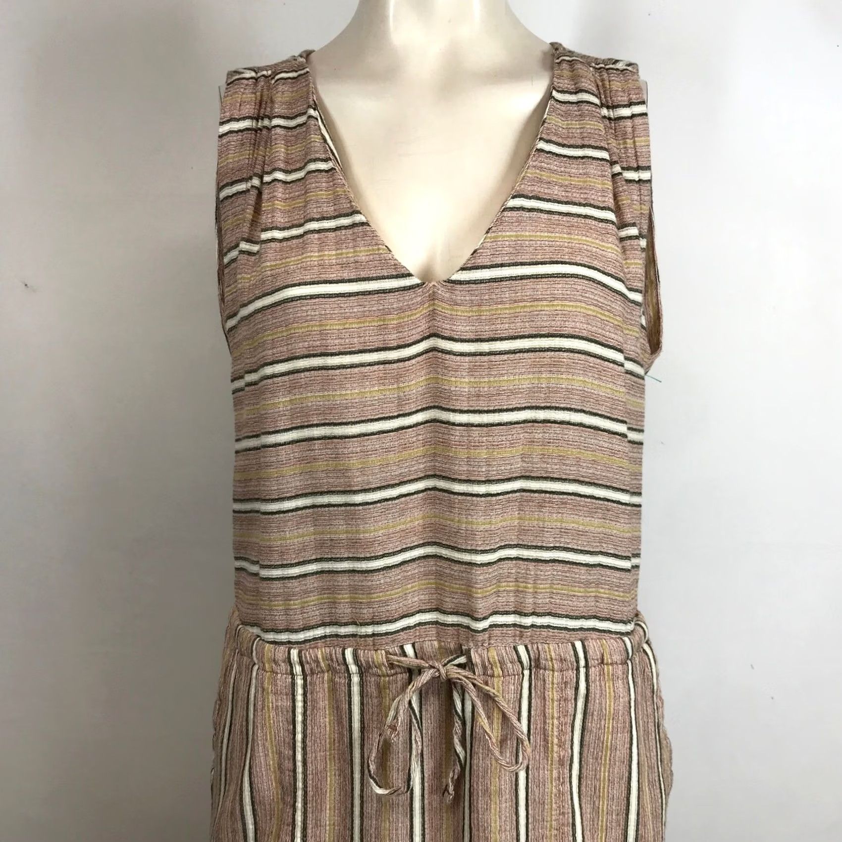 Prana prAna Striped V Neck Drawstring Waist Midi Dress Women Size S Size S / US 4 / IT 40 - 2 Thumbnail