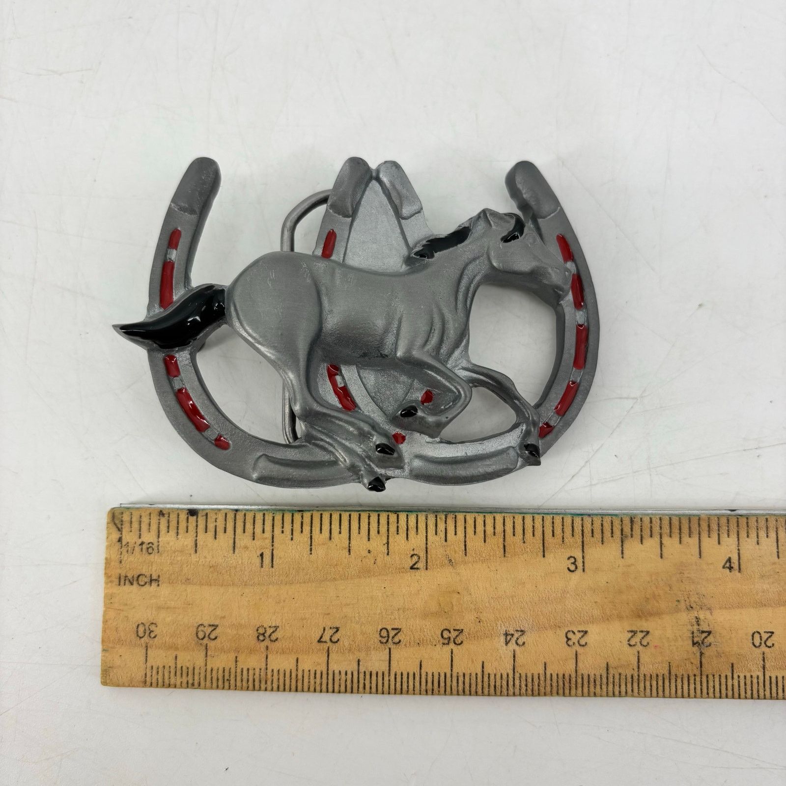 Vintage Great American Buckle Co. Horse & Horseshoe Belt Buckle Size ONE SIZE - 6 Thumbnail