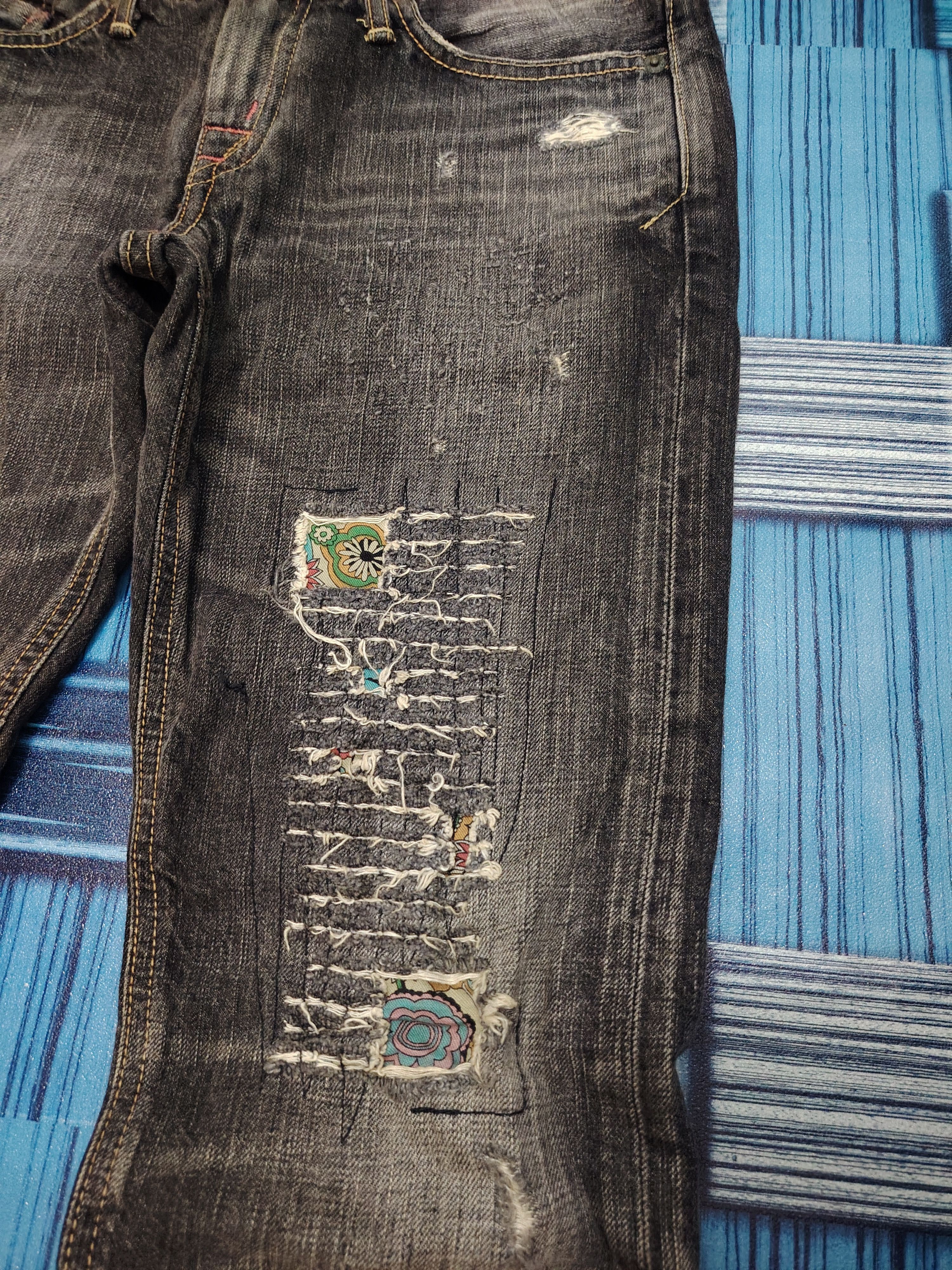 Edwin Japanese Edwin Ripped Flared Jeans I6W9 Style Size US 29 - 5 Thumbnail