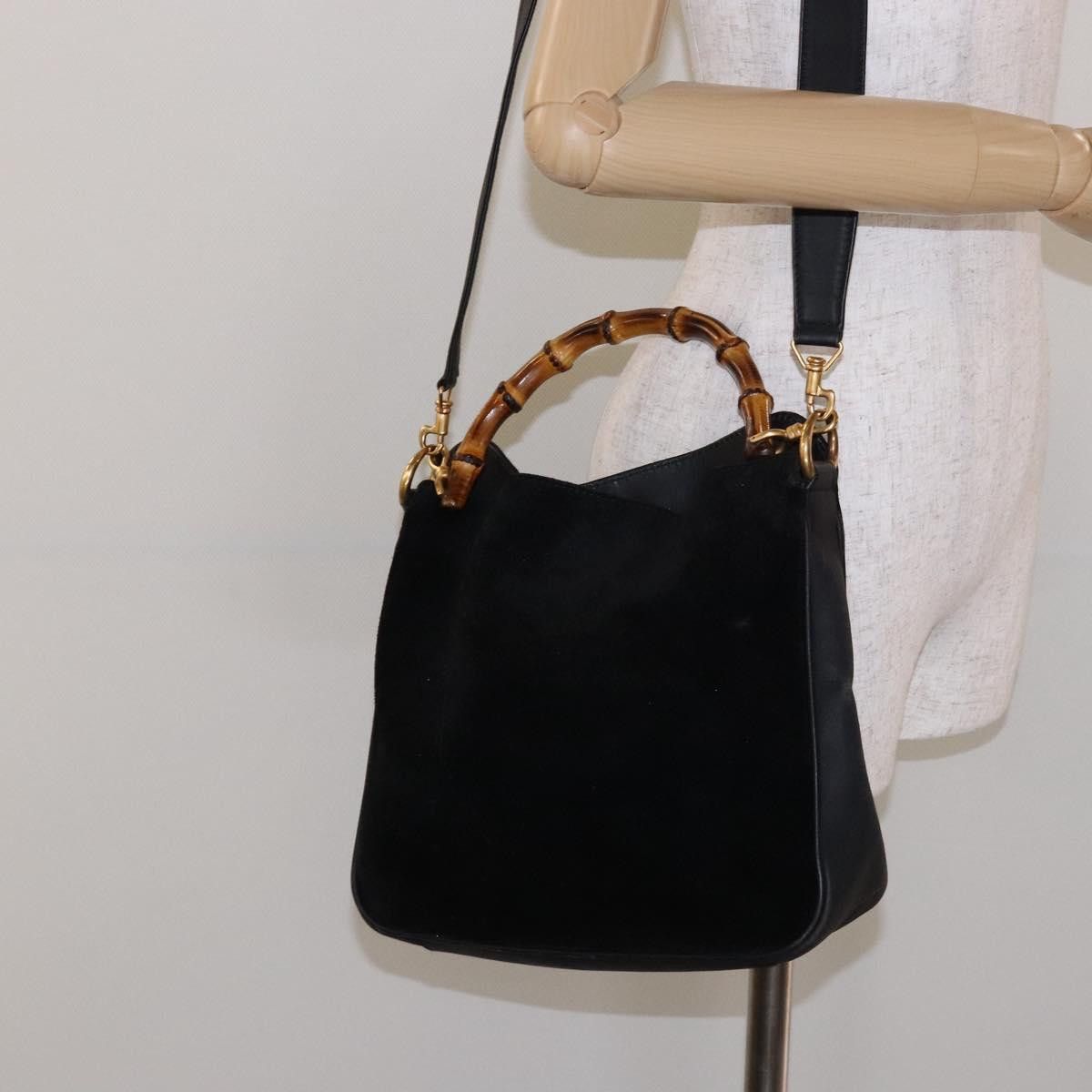 Gucci GUCCI Bamboo Shoulder Bag Suede Black Gold 001 3754 001 3754 Size ONE SIZE - 22 Thumbnail