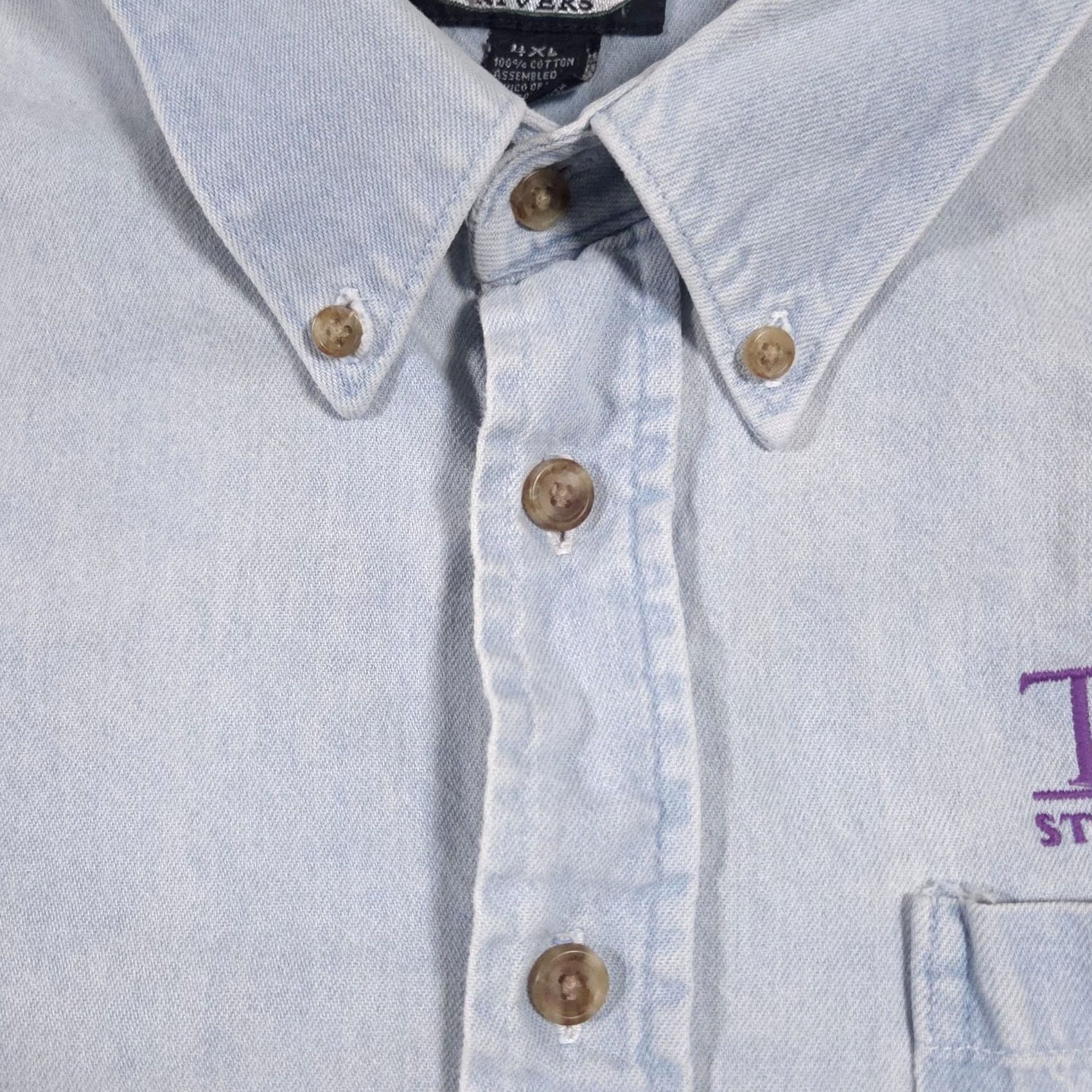 Vintage Truman State University Shirt Mens XL Light Blue Denim Button Down Embroidered Size US XL / EU 56 / 4 - 5 Thumbnail