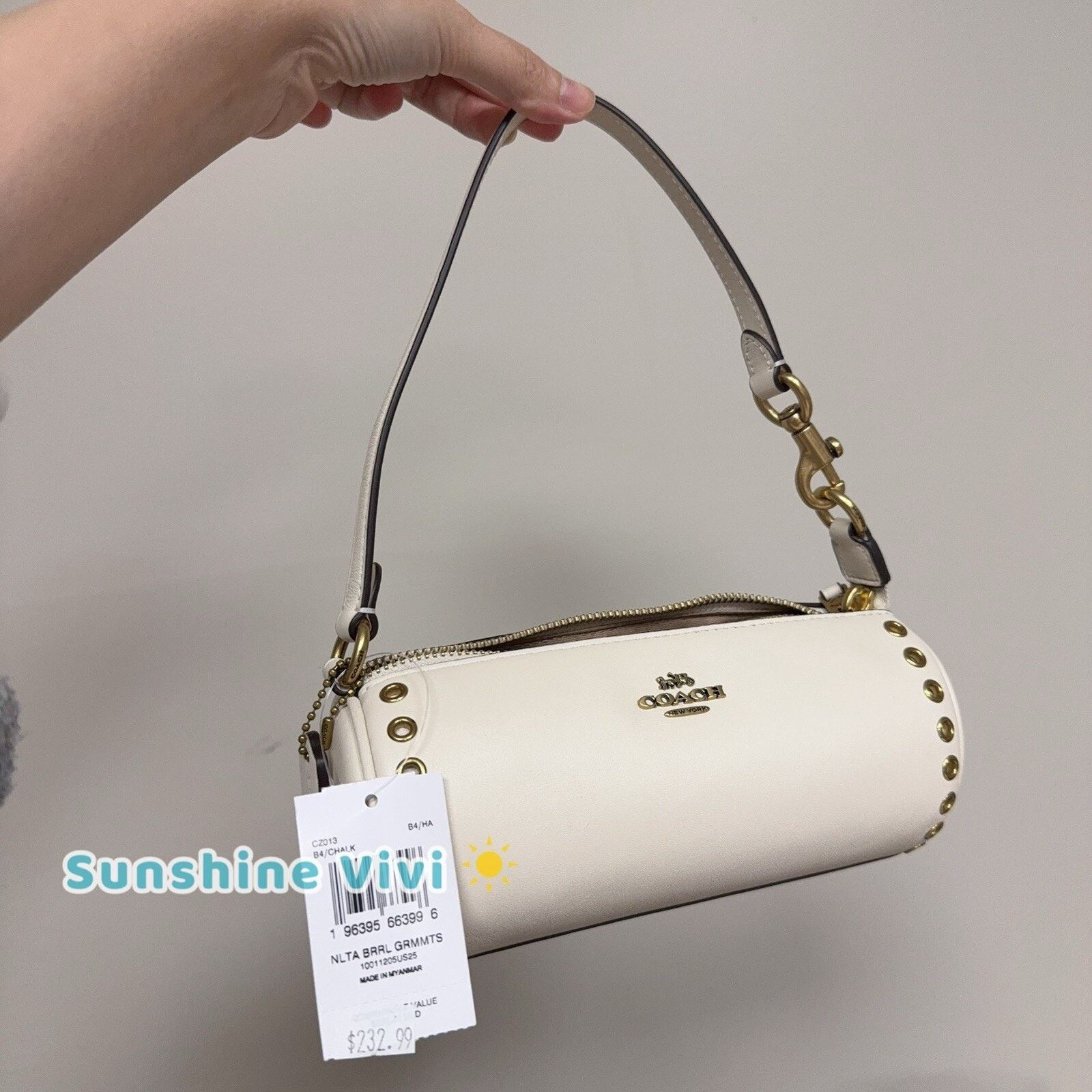 NWT Coach Cz013 Leather Nolita Barrel Bag Grommets White, Women's