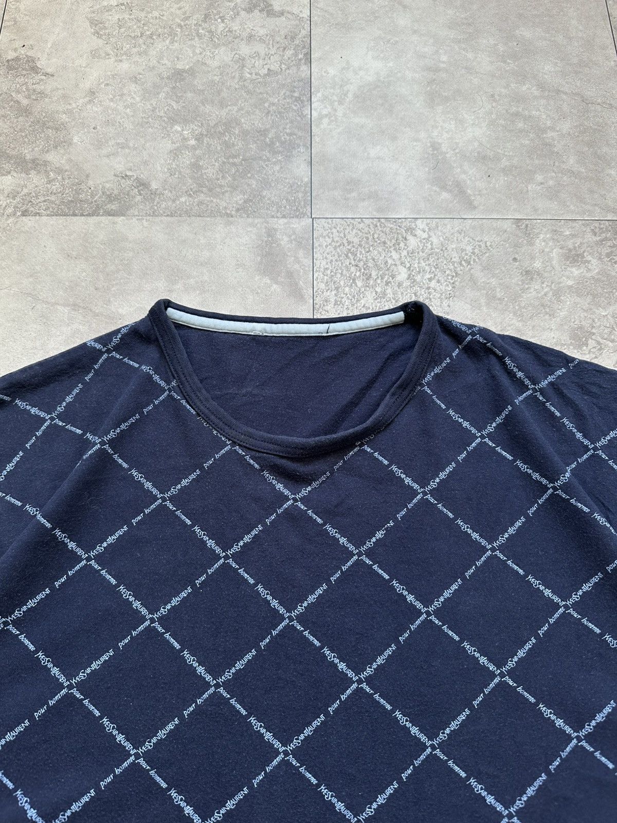 Vintage × Yves Saint Laurent Vintage 90s Yves Saint Laurent Ysl Monogram Blue T-Shirt Size US M / EU 48-50 / 2 - 5 Thumbnail