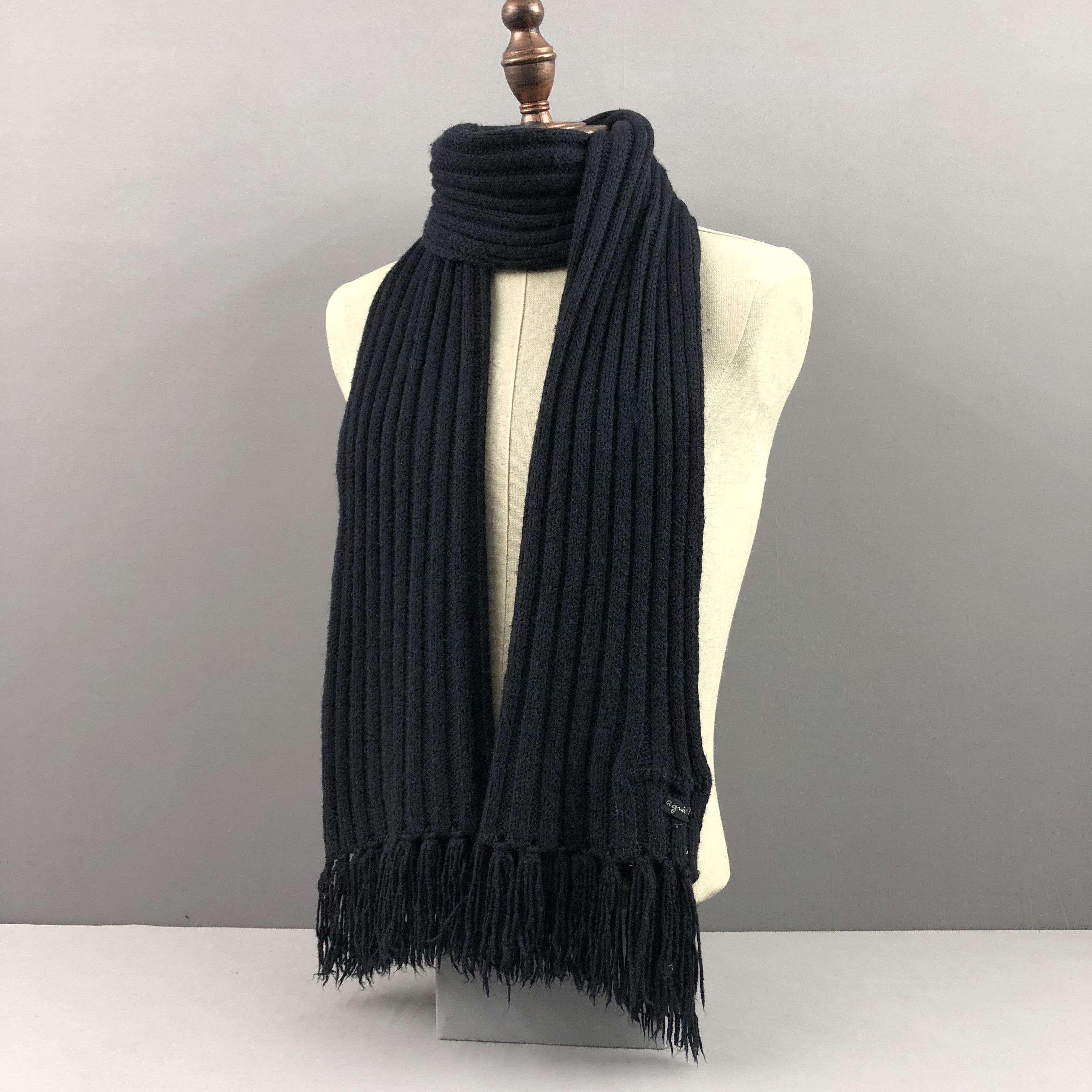 agnes b. Vintage Agnes B Scarf Ripped Ribbed Knit Wool Scarves Size ONE SIZE - 2 Thumbnail