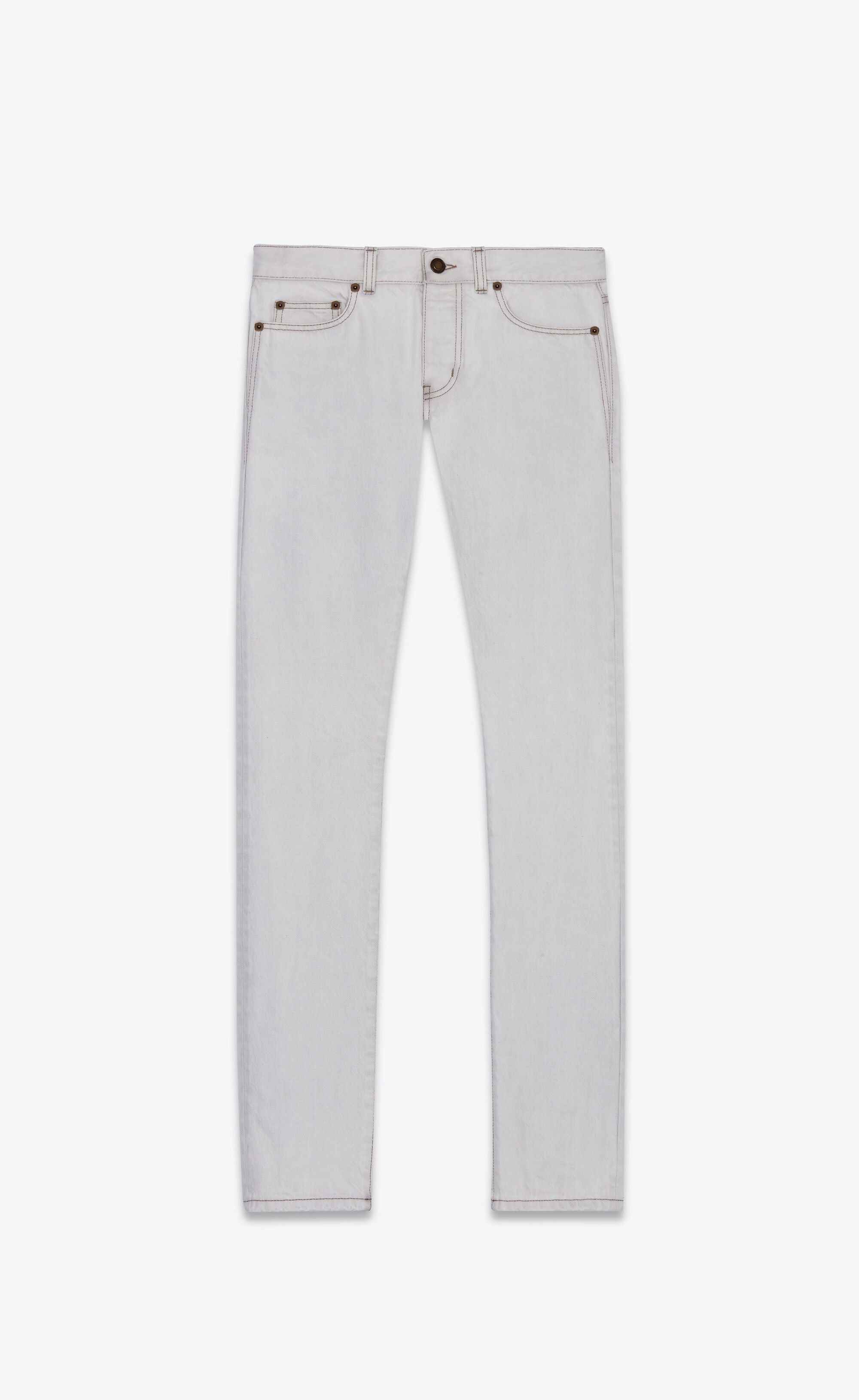 Saint Laurent Paris o1s1wg110925 597052 Slim-Fit Jeans in Off-White Size US 26 / EU 42 - 1 Thumbnail