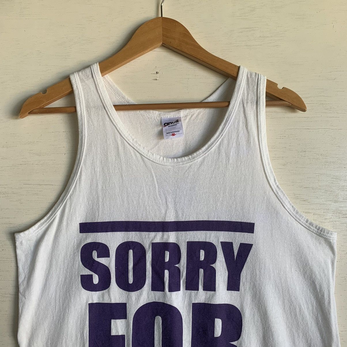 Anvil Rare Vintage Sorry For Being Horny Quote Tank Top Size US M / EU 48-50 / 2 - 4 Thumbnail