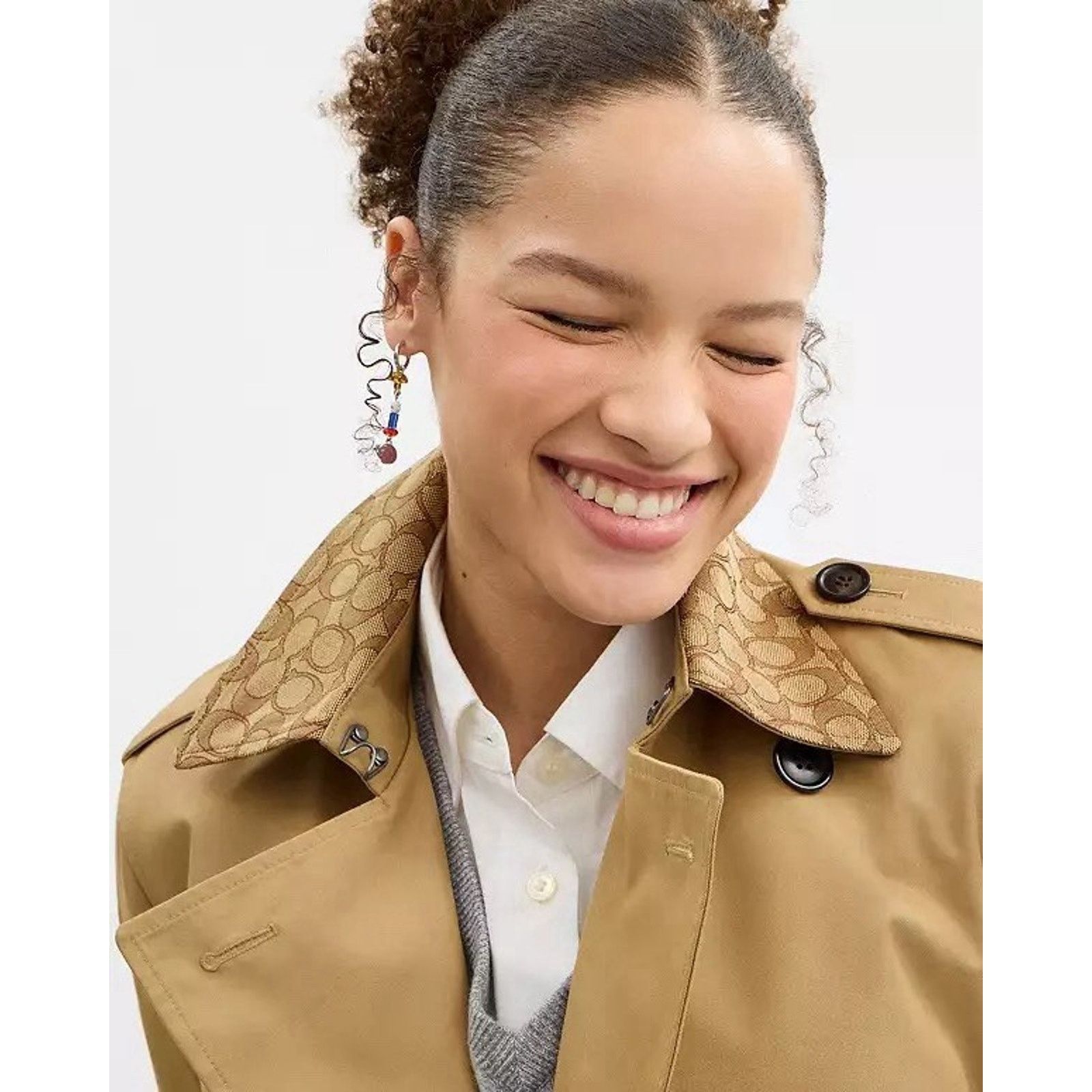 Coach NWT COACH Women's Mid Trench Coat Collar khaik CAB95 XL Size XL / US 12-14 / IT 48-50 - 10 Thumbnail