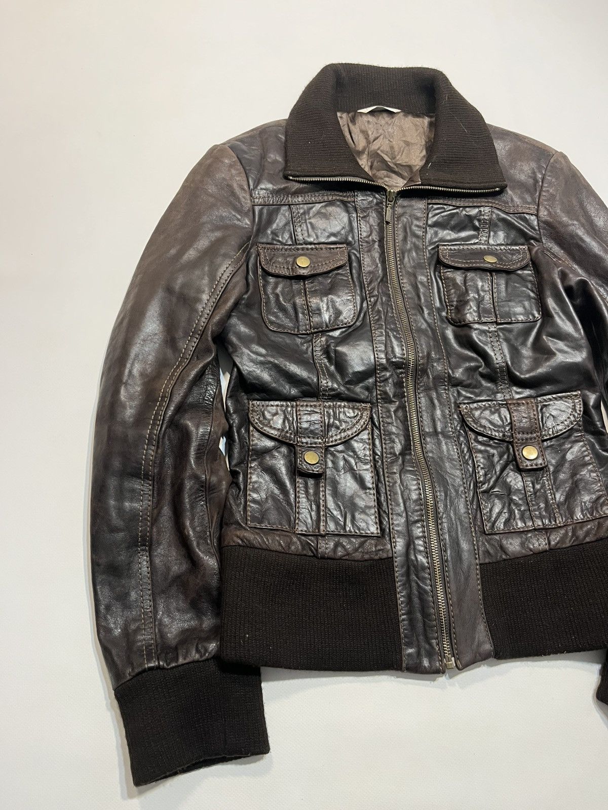 If Six Was Nine Vintage Brown Leather Jacket 2000s Style Size M / US 6-8 / IT 42-44 - 3 Thumbnail