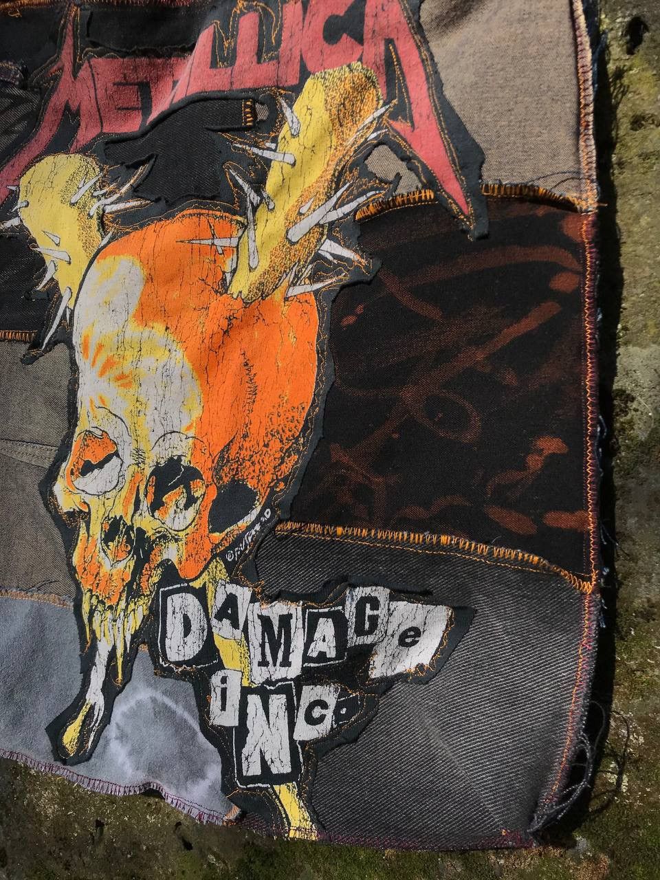 Handmade Custom 1-of-1 Metallica Patchwork Bag/Upcycled Denim & Suede Size ONE SIZE - 4 Thumbnail