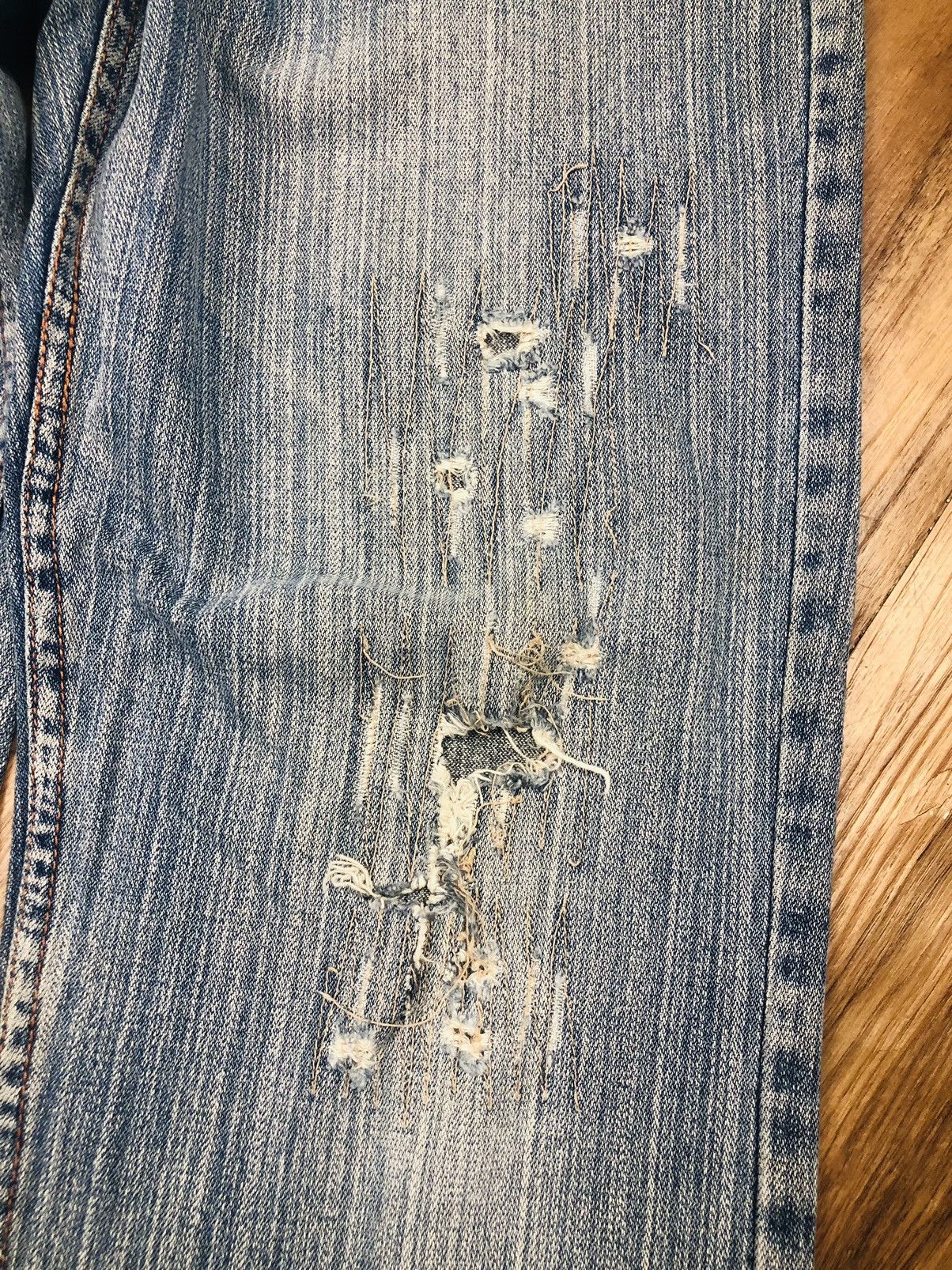 Japanese Brand Mulkul Jeans Y2K Distressed Baggy Denim (38) Size US 30 / EU 46 - 6 Thumbnail