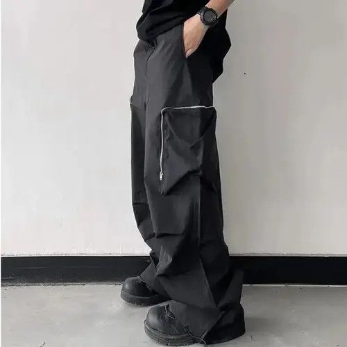 Japanese Brand Baggy Cargo Pants Straight Casual Harajuku Y2K Style Pockets Size US 34 / EU 50 - 7 Thumbnail