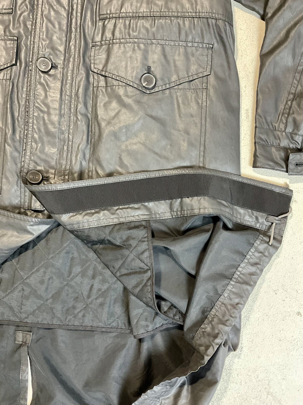Haider Ackermann LAST DROP Waxed Black Cupro Blend Grey Belt Oversized Parka Size US M / EU 48-50 / 2 - 14 Thumbnail