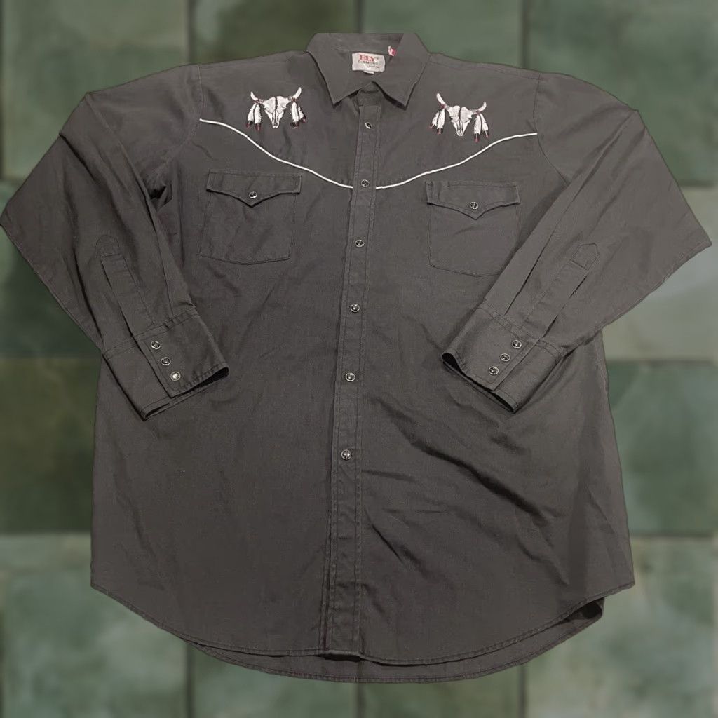 Vintage VINTAGE ELY DIAMOND CATTLEMEN Western Shirt Long Sleeve Snap Embroidered Size L Black Mens Size US L / EU 52-54 / 3 - 1 Thumbnail