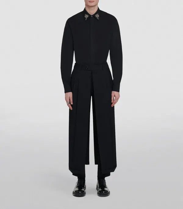 Alexander McQueen o1srvl11e0226 Embroidered Collar Shirt In Black Size US L / EU 52-54 / 3 - 5 Thumbnail