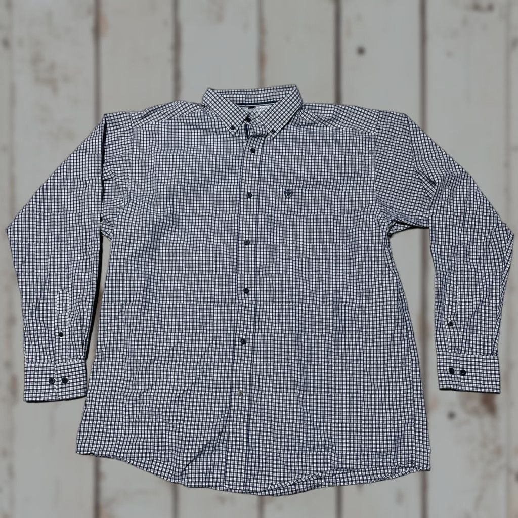 Ariat Ariat Pro Series Shirt XL Blue Gingham Long Sleeve Button-Down Collared Mens Regular Casual Workwear Size US XL / EU 56 / 4 - 1 Thumbnail